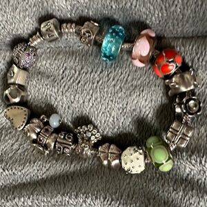 Silver Pandora bracelet and charms